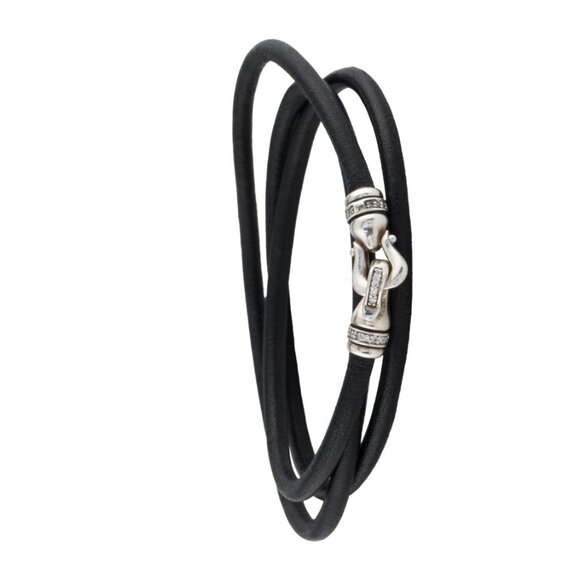 DAVID YURMAN DIAMOND STERLING SILVER 925 CABLE BUCKLE TRIPLE WRAP BRACELET - Picture 7 of 7